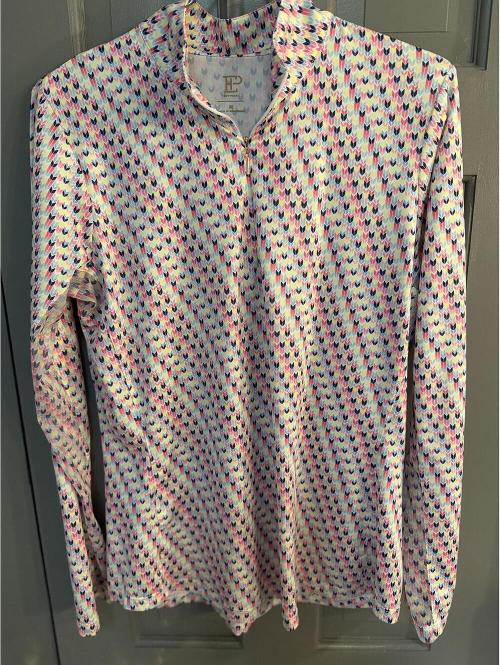 EP New York Women's Long Sleeve Zip-Up Shirt Size L